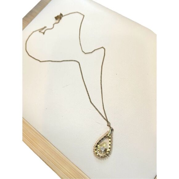 DCE signed pendant gold necklace diamond chip teardrop pendant - Picture 8 of 10